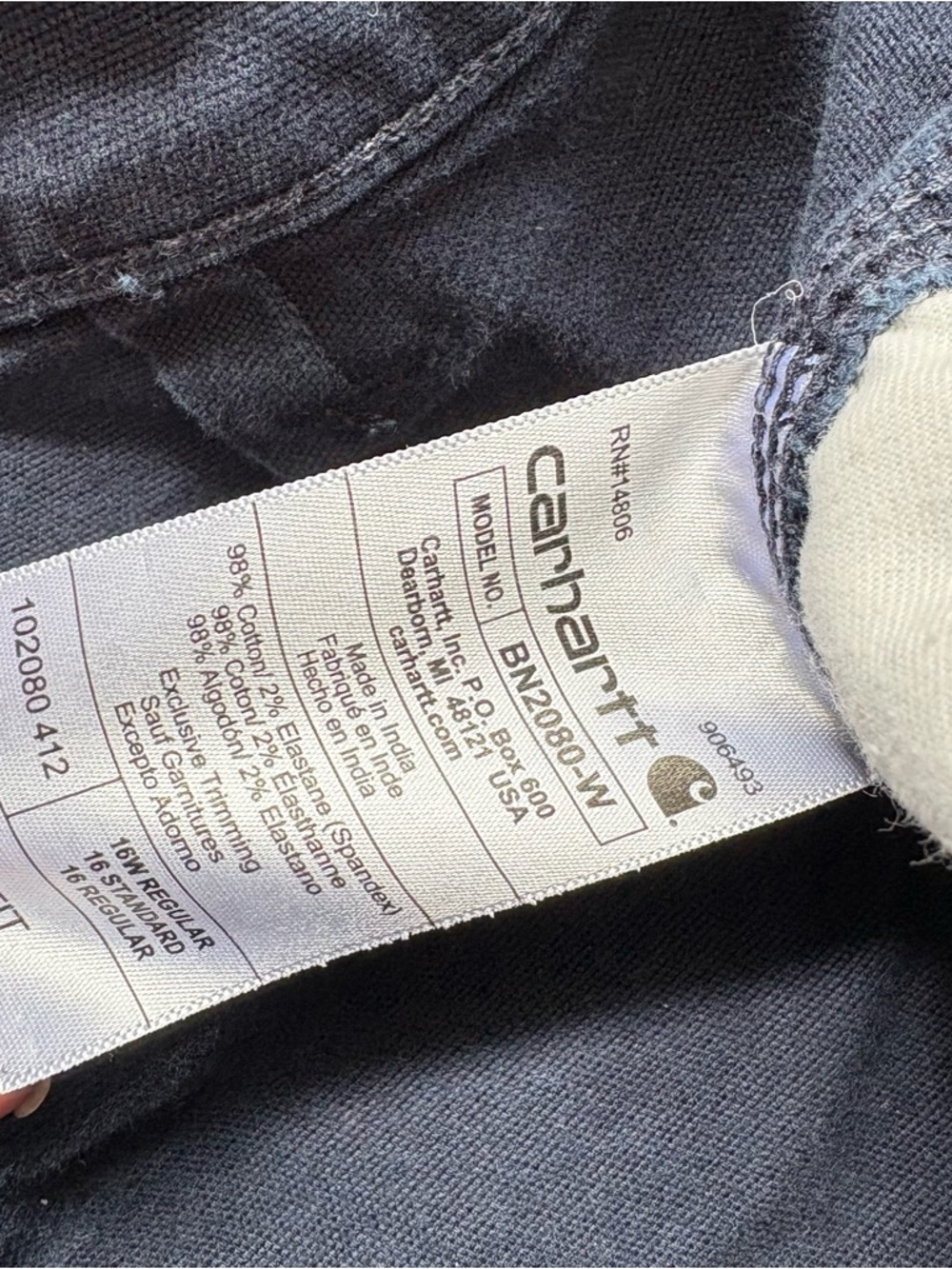 Carhartt Women's Navy Straight-Leg Work Pants - Picture 5 of 6